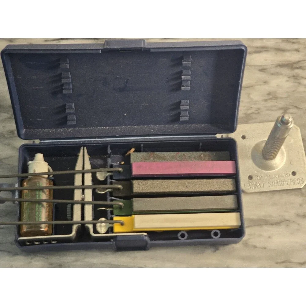 Lansky Deluxe 5-Stone Sharpener System Case Oil LM007 Pedestal Mount Precision